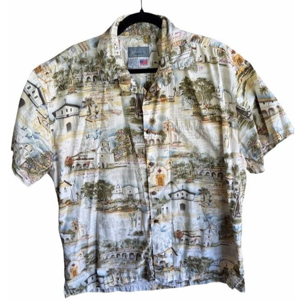 Vintage High Seas Trading Co Shirt California Missions USA Made Cotton Large